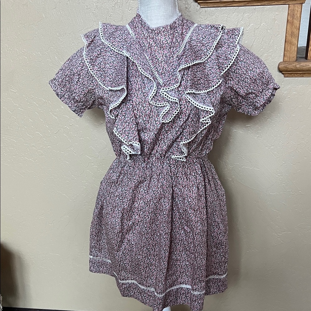 Floral Ruffle Dress with Lace Trim